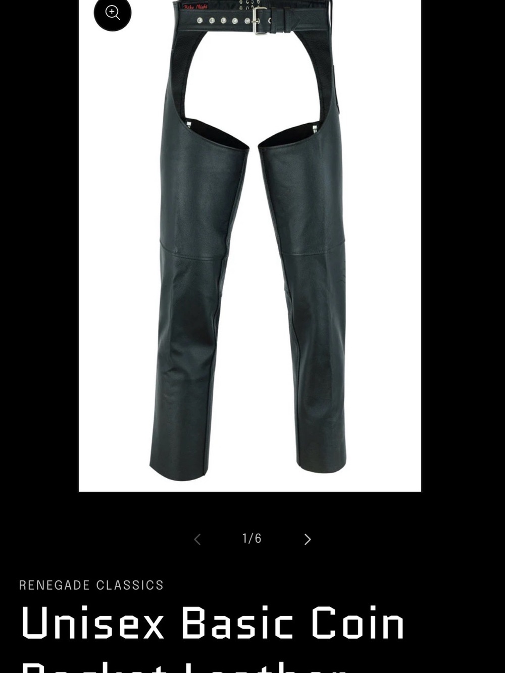 Renegade Classics Unisex Leather Chaps - Black